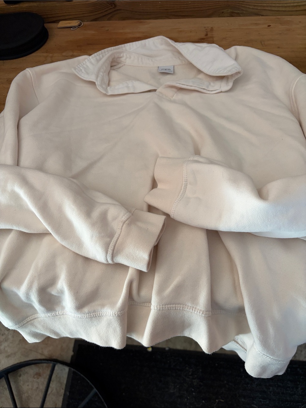 Zara Men's Cream Crewneck Pullover Sweater